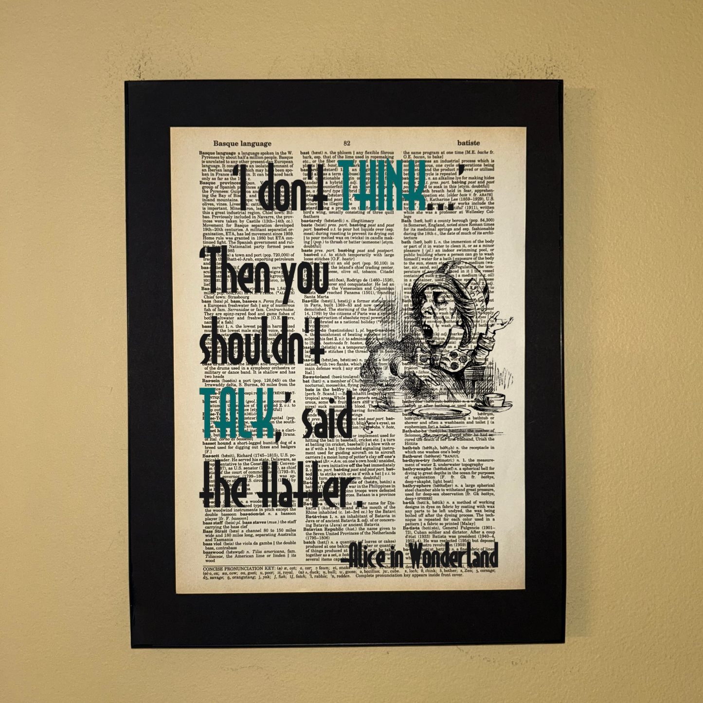 I don't think | Dictionary Print | Vintage Book Art 