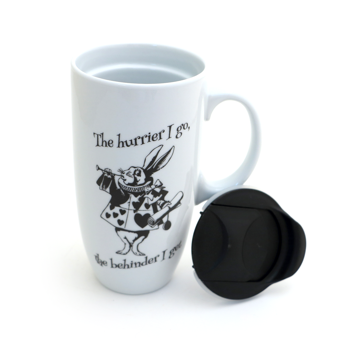 White Rabbit Travel Mug with Handle, Through The Looking ...