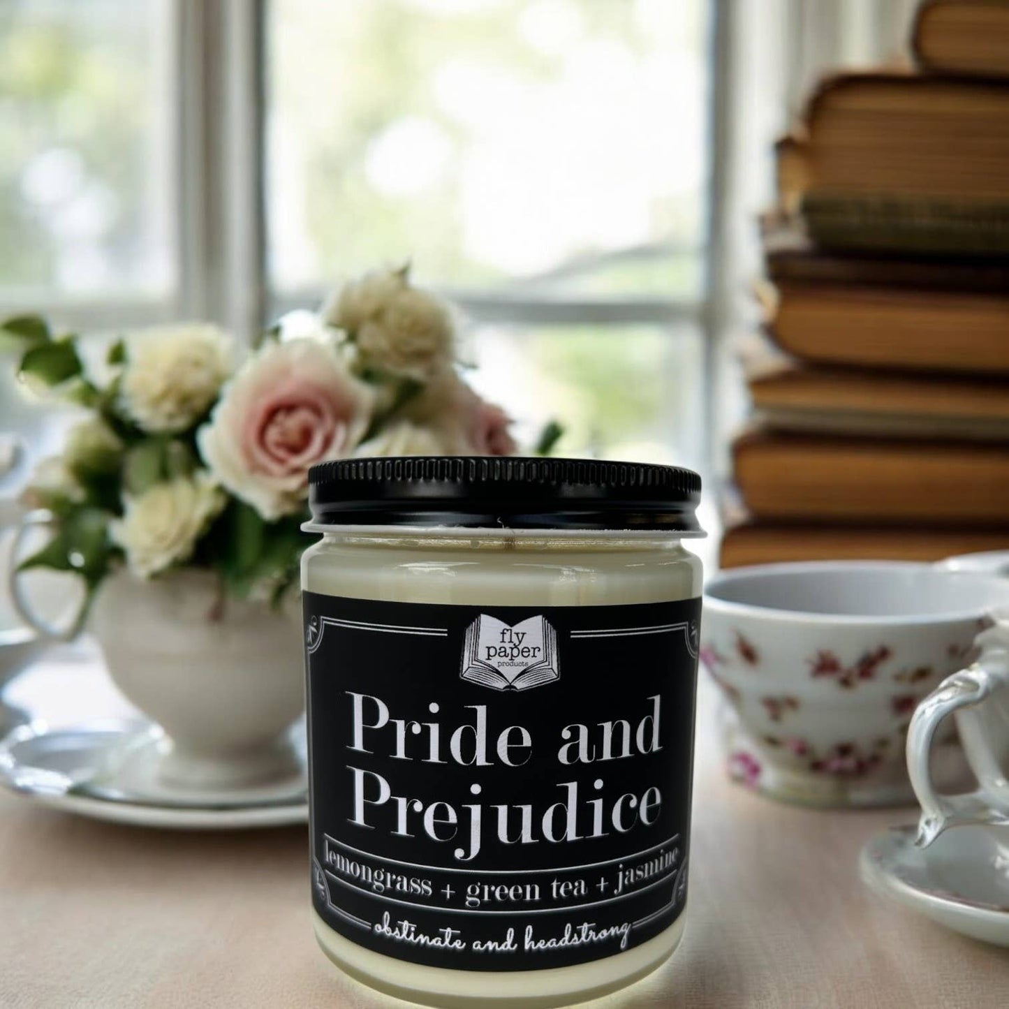 Pride and Prejudice 9 oz Candle Lemongrass + Green Tea