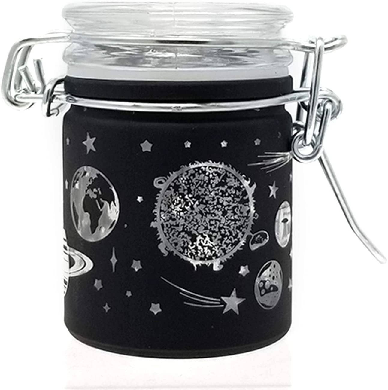 Glass Herb Stash Jar with Clamping Lid- Galaxy-Small