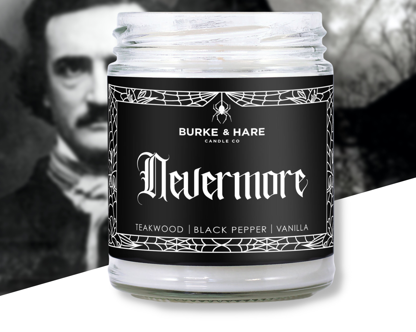 Edgar Allan Poe Candle - Nevermore - Teakwood - Gothic Gift