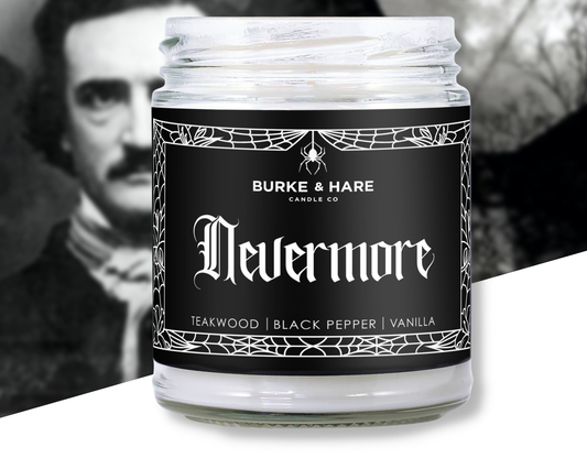 Edgar Allan Poe Candle - Nevermore - Teakwood - Gothic Gift