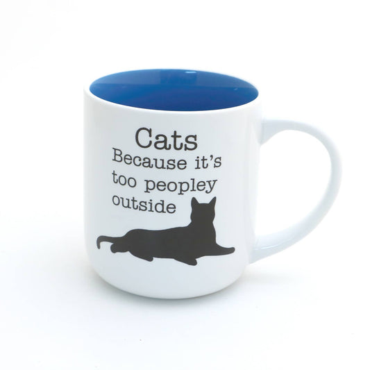 Cat mug, Too Peopley outside, gift for introverted cat lover