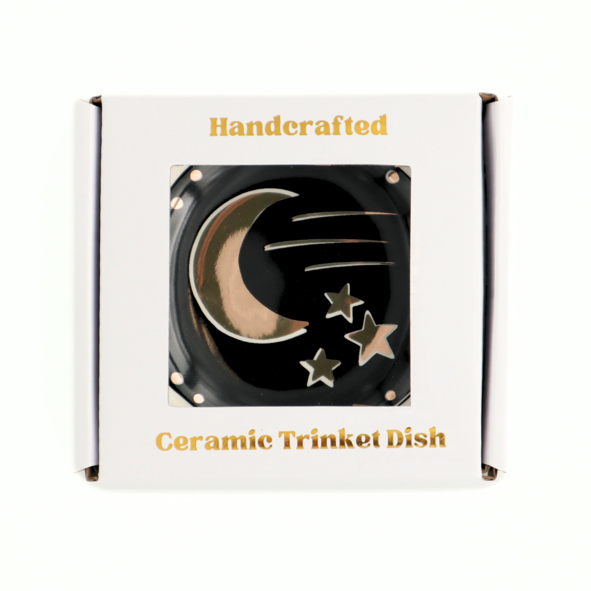 Round Trinket Tray Gold Moon and Stars