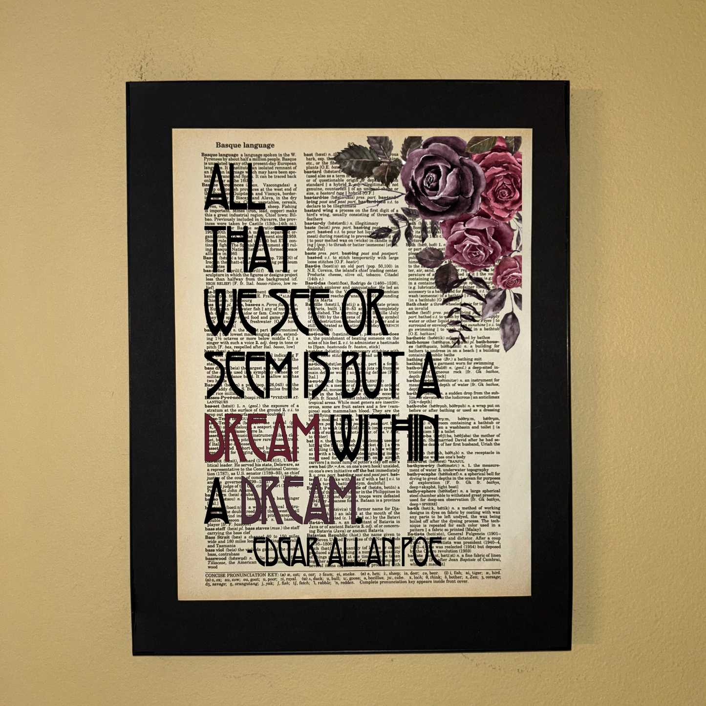 All that we see or seem  | Dictionary Print | Book Art 