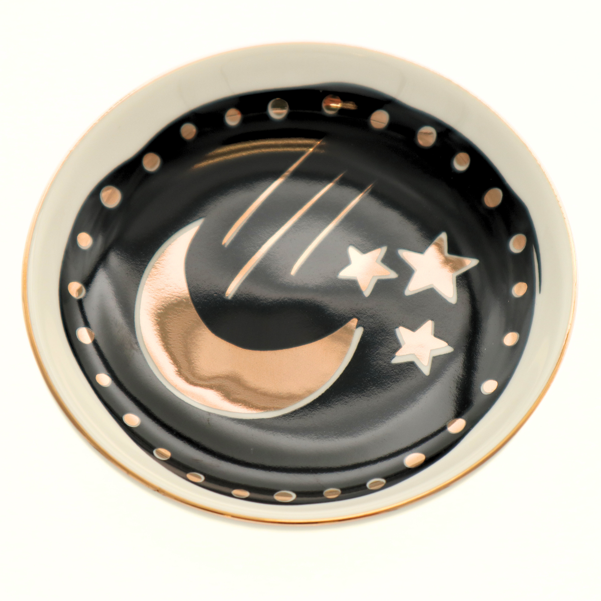 Round Trinket Tray Gold Moon and Stars