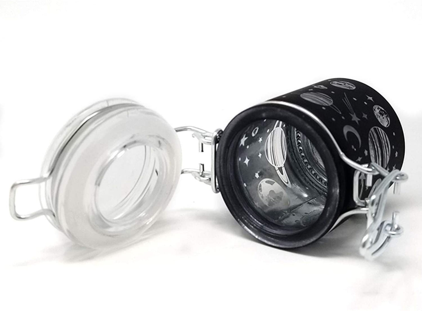 Glass Herb Stash Jar with Clamping Lid- Galaxy-Small