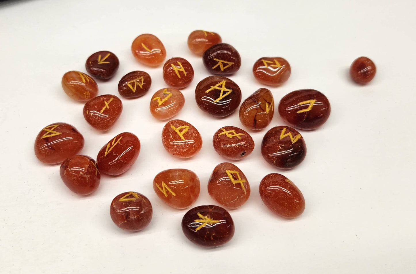 Carnelian  Rune Sets with Velvet Pouch and Grid