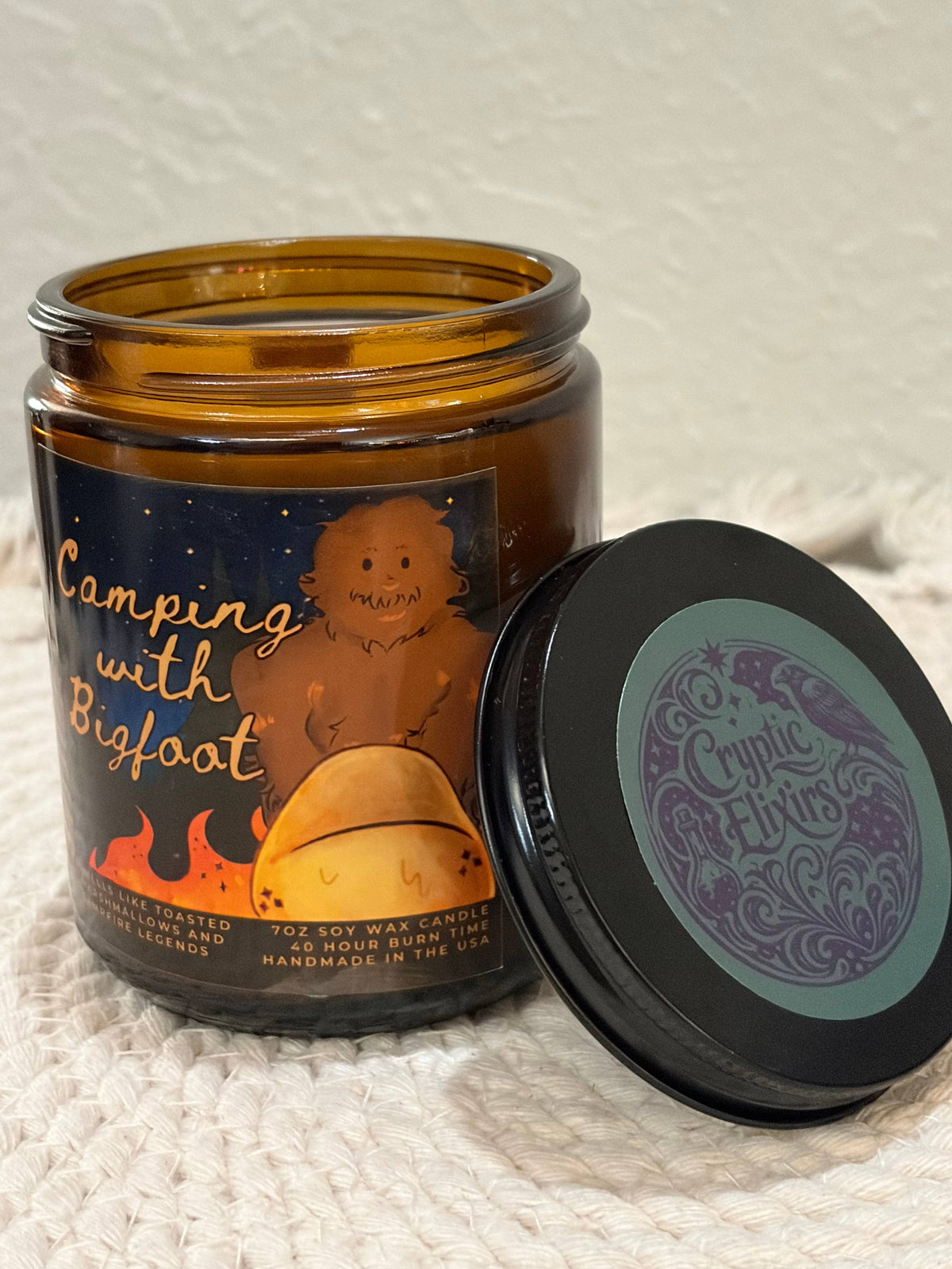 Camping with Sasquatch Bigfoot Themed Scented Candle