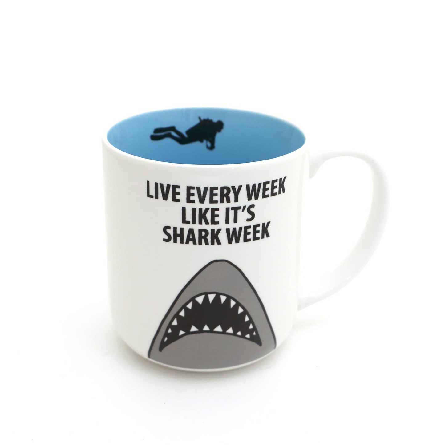 Shark Mug, Shark and Diver, Live Every Week, beach ocean