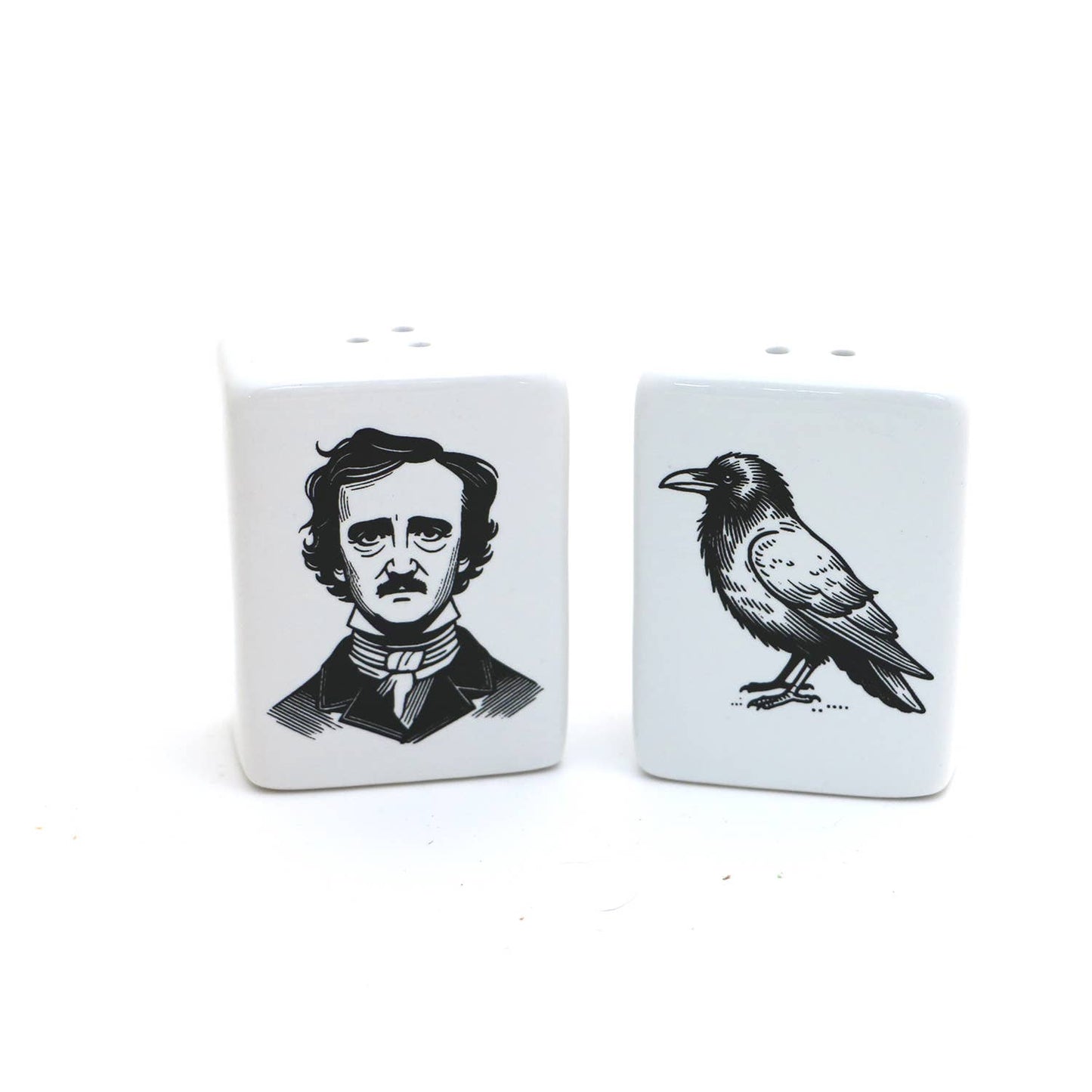 Edgar Allan Poe salt and pepper shakers, Poe and Raven, gift
