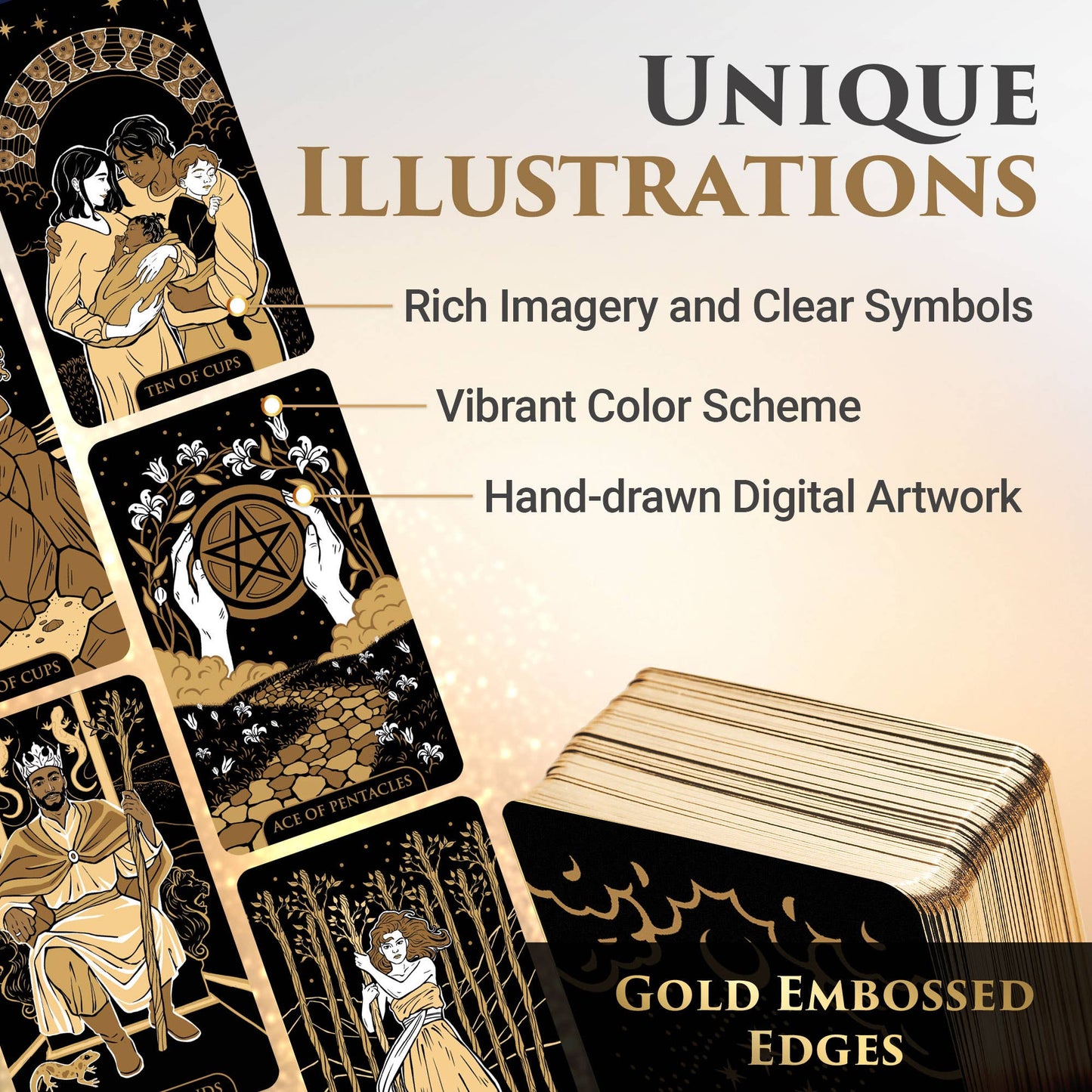 Wyspell Starlight Tarot Cards - Gold Edition