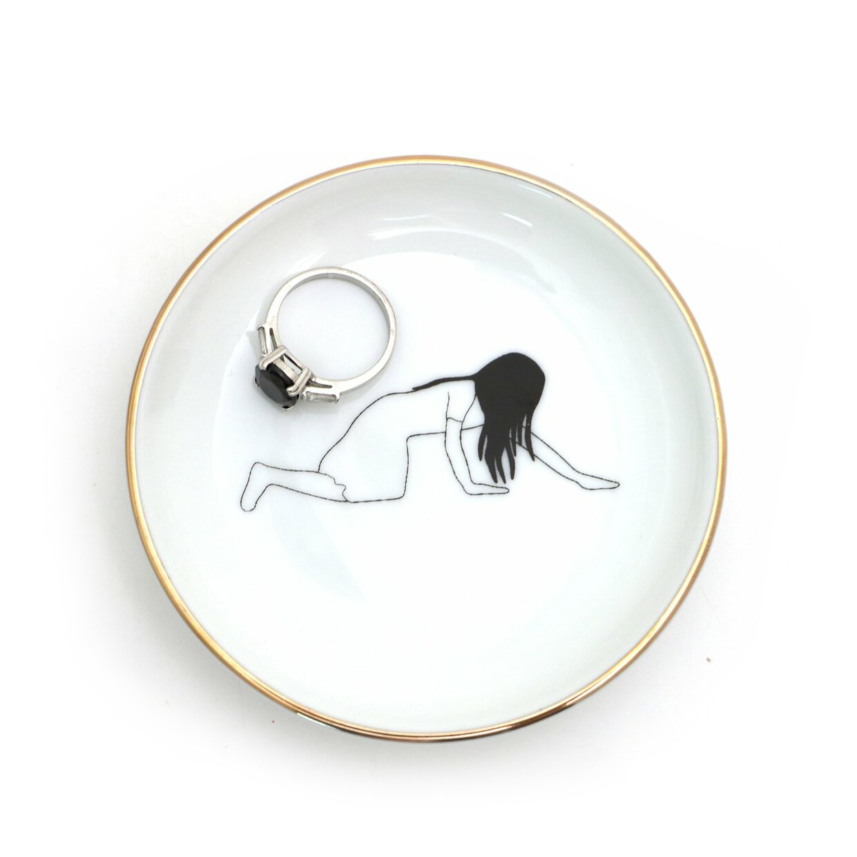 The Ring, Ring Dish, Jewelry Holder, 22k Gold Accents, Hallo
