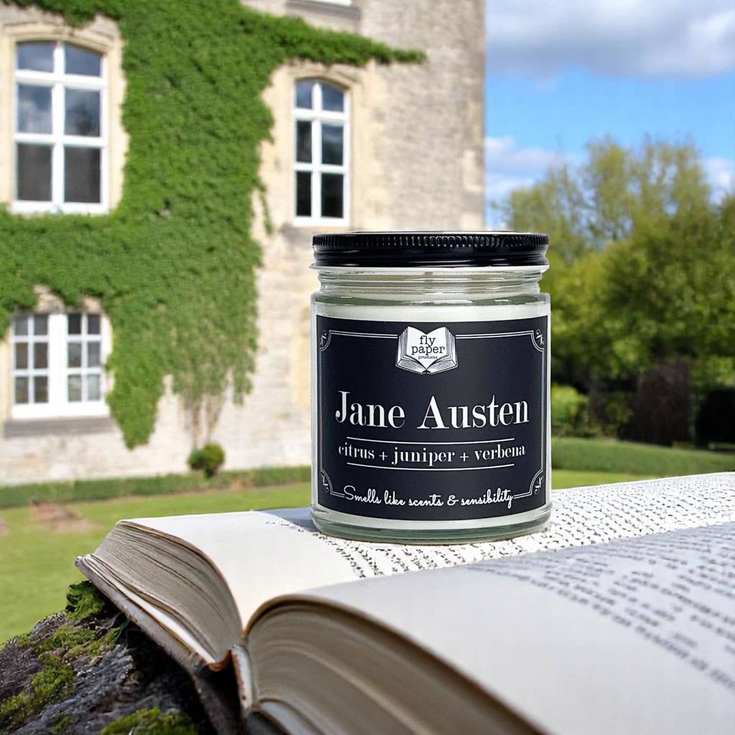 Jane Austen 9oz Candle Citrus + Juniper + Verbena