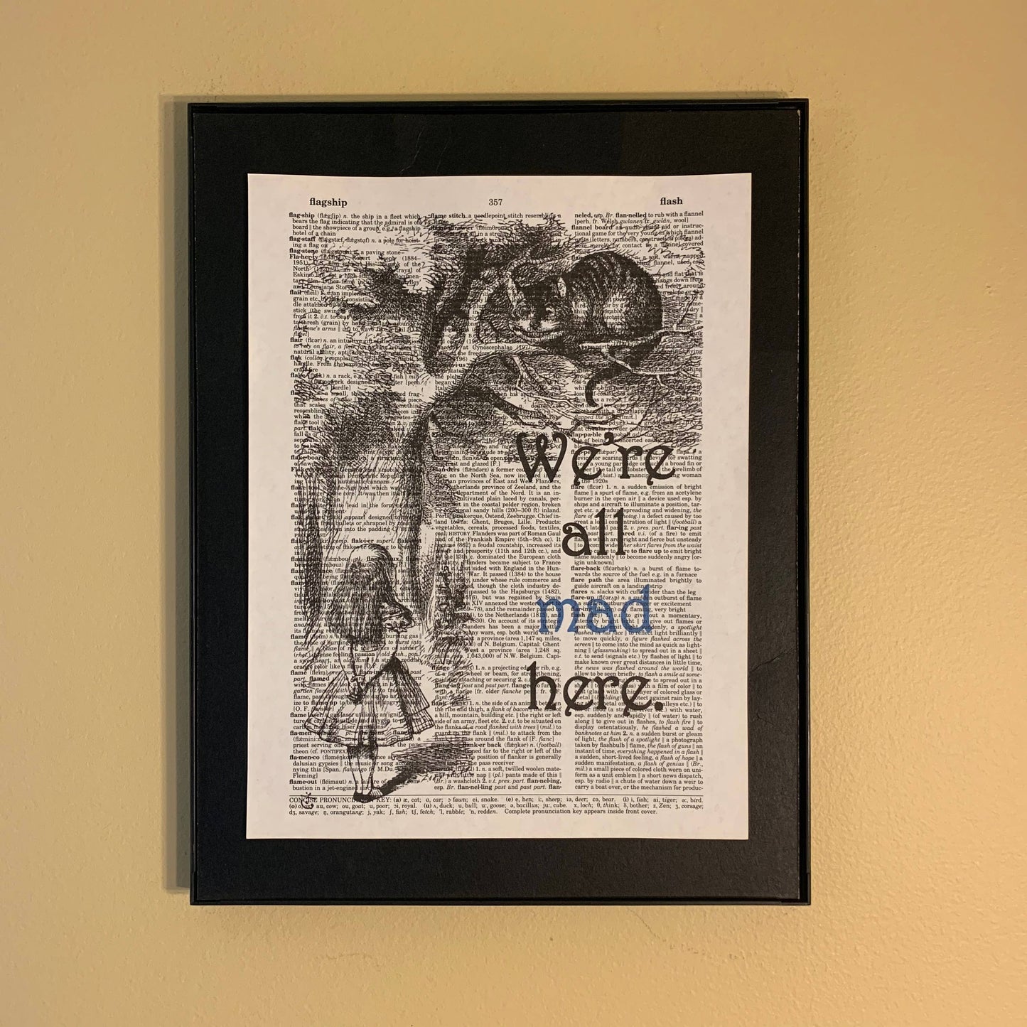 We're all mad here | Dictionary Print | Vintage Book Art