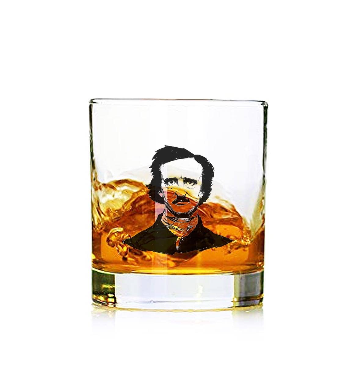 Edgar Allen Poe Glass Tumbler l Bar Glass
