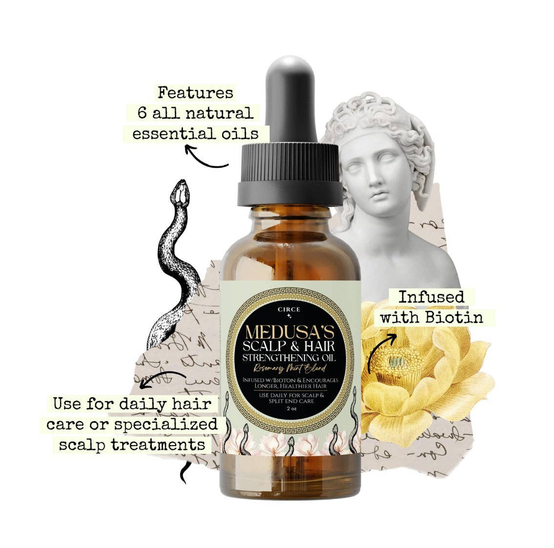 Medusa's Scalp & Hair Strengthening Oil - Rosemary Mint Blend 2 oz - Wholesales
