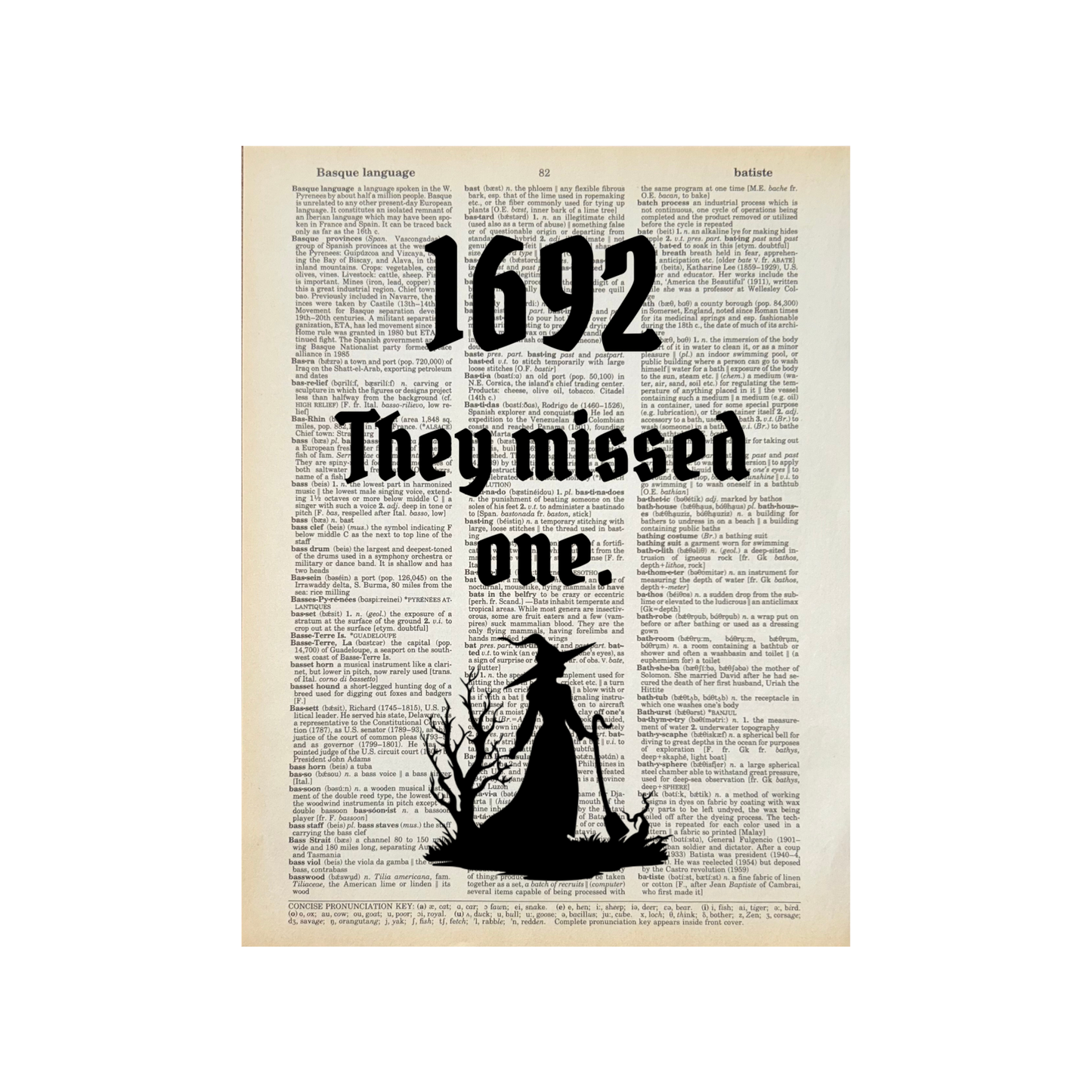 1692. They missed one. | Dictionary Print | Vintage Book Art