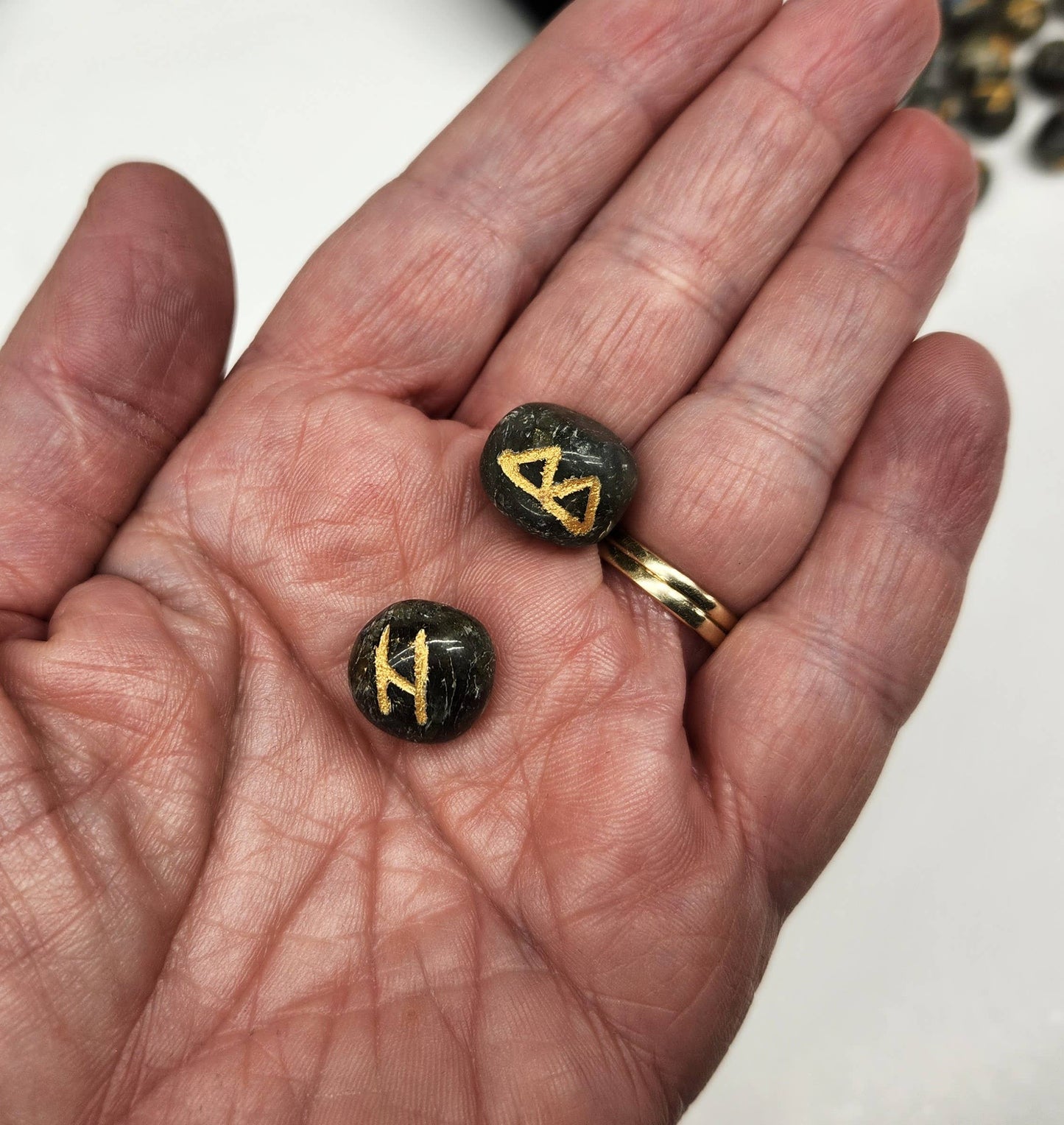 Labradorite Rune Sets with Velvet Pouch and Card