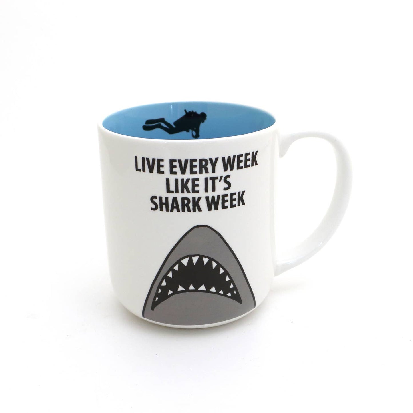 Shark Mug, Shark and Diver, Live Every Week, beach ocean