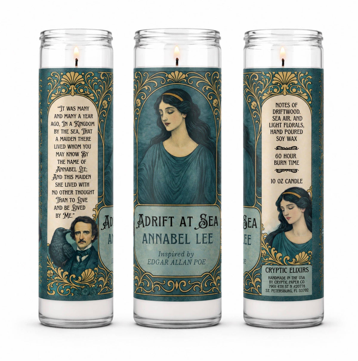 Edgar Allan Poe Annabel Lee Literary Handmade Scented Candle
