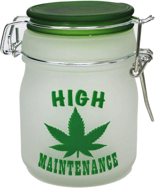 Glass Herb Stash Jar with lid-High Maintenance-Medium