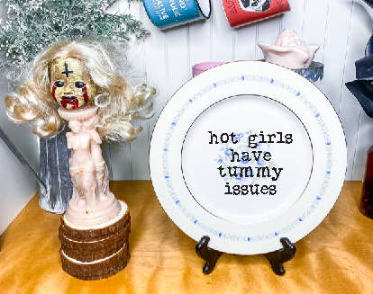 Upcycled Funny Plates, Hot Girls Tummy Issues, Gift Shop