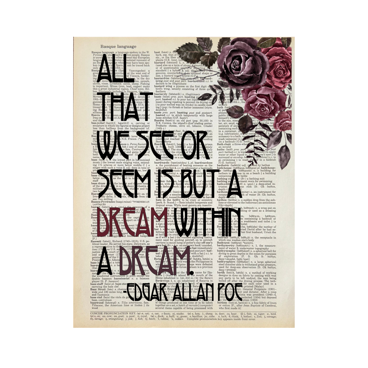 All that we see or seem  | Dictionary Print | Book Art 