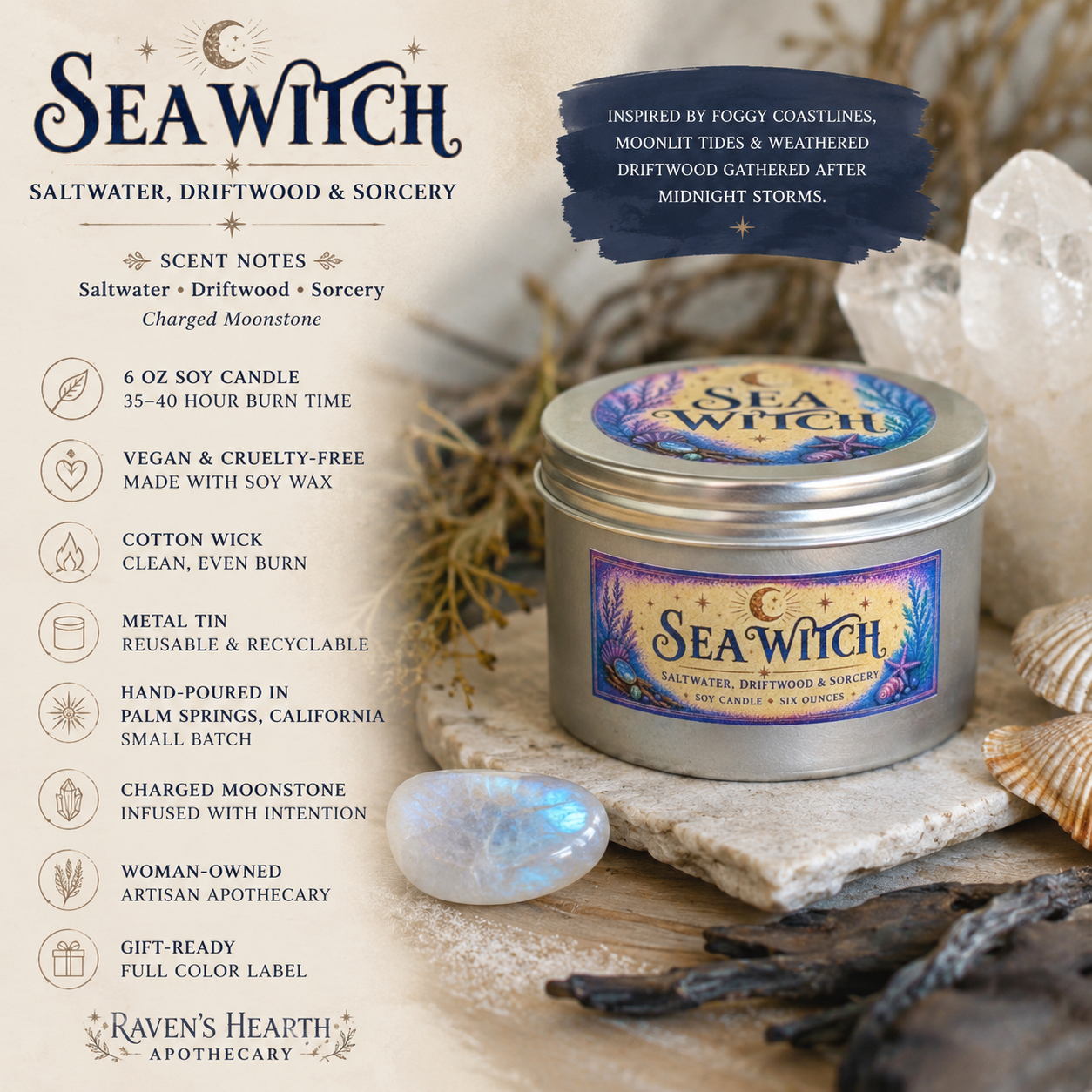 Sea Witch Candle | Saltwater, Driftwood & Sorcery Soy Candle