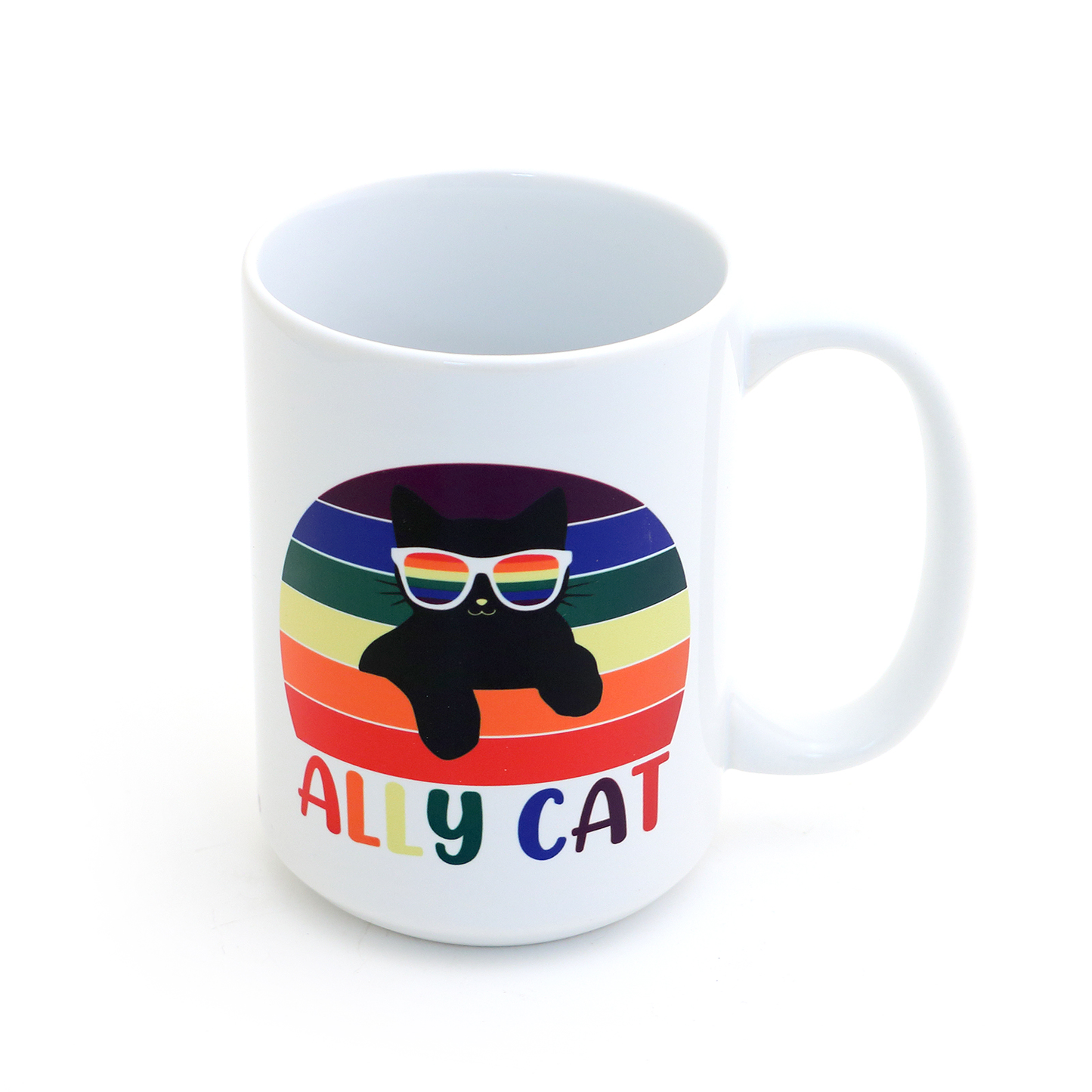 Ally Cat mug, LGBTQ support, 15 oz. Pride