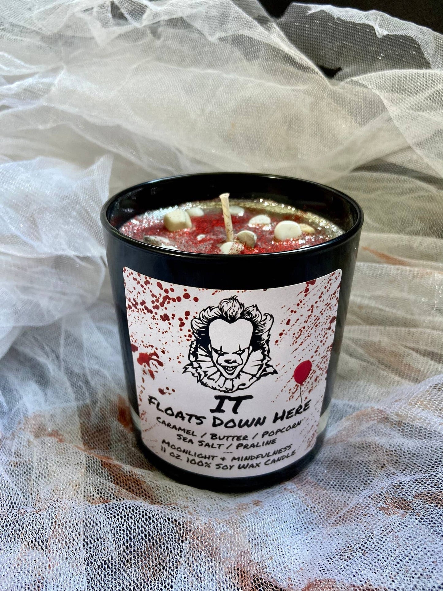 IT Floats Down Here 100% Soy Wax Crystal Candle, Horror