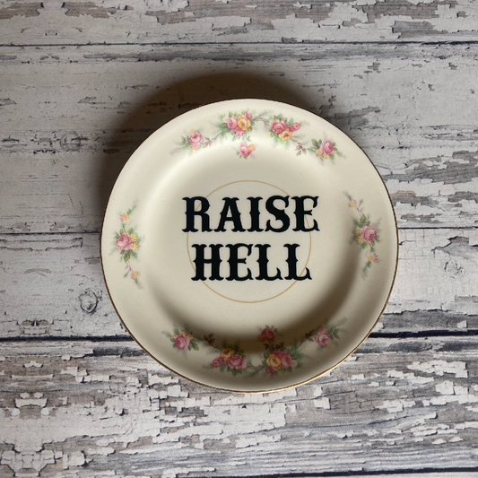 Upcycled Funny Plates, Raise Hell, Gift Shop, Tourist