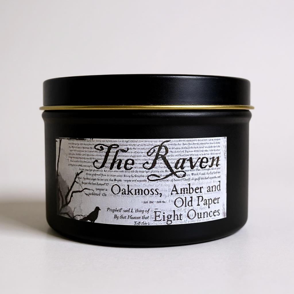 The Raven Candle | Oakmoss, Amber & Old Paper | 8 oz