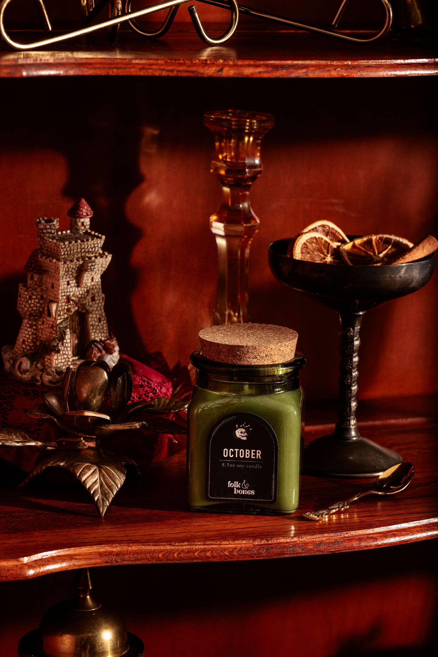 October - 8 oz Tobacco Leather Bergamot Soy Candle
