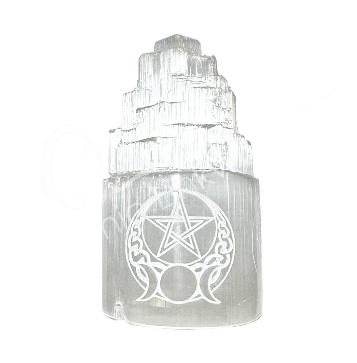 (PC)LAMP - SELENITE ICEBERG ENGRAVED PENTACLE & TRIPLE