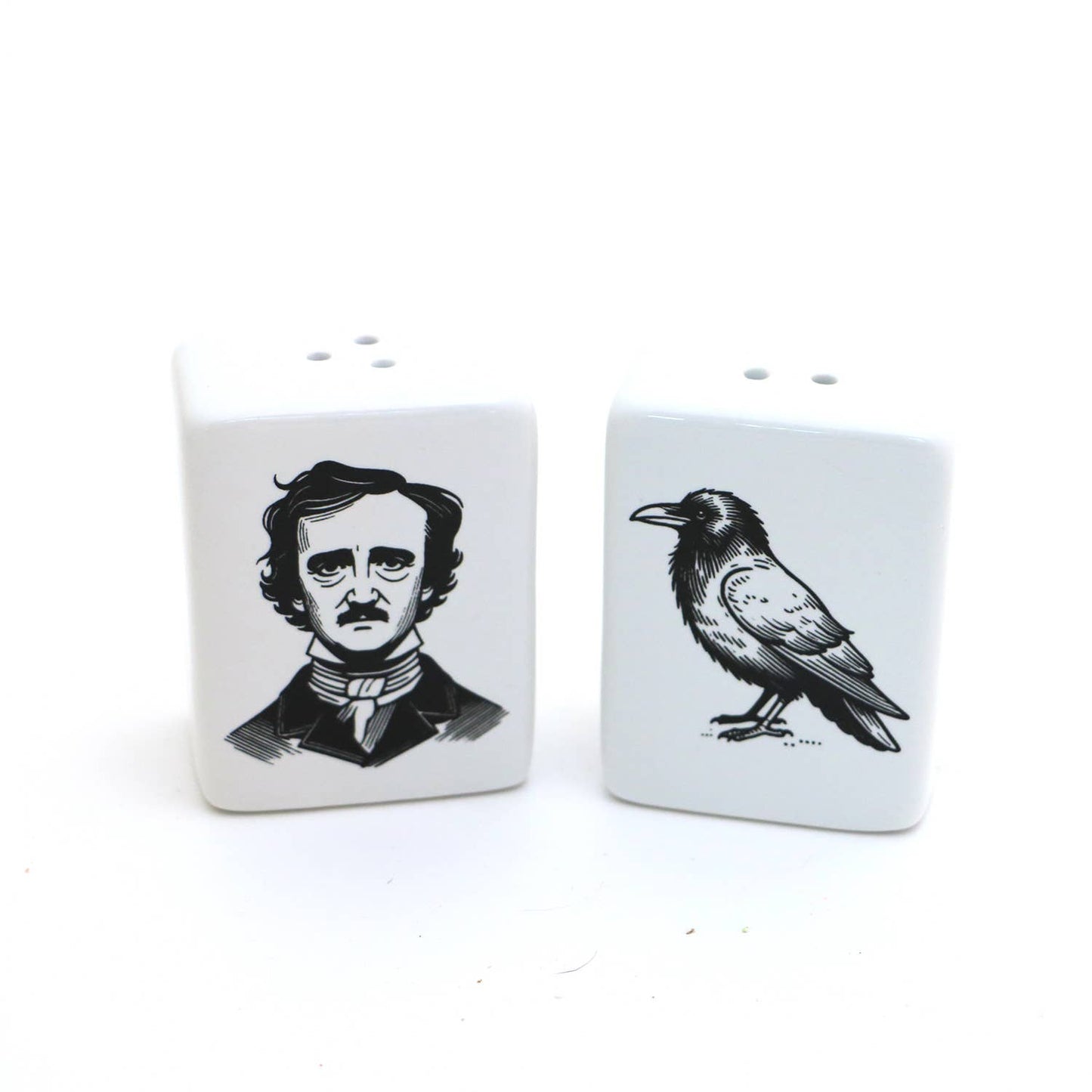 Edgar Allan Poe salt and pepper shakers, Poe and Raven, gift