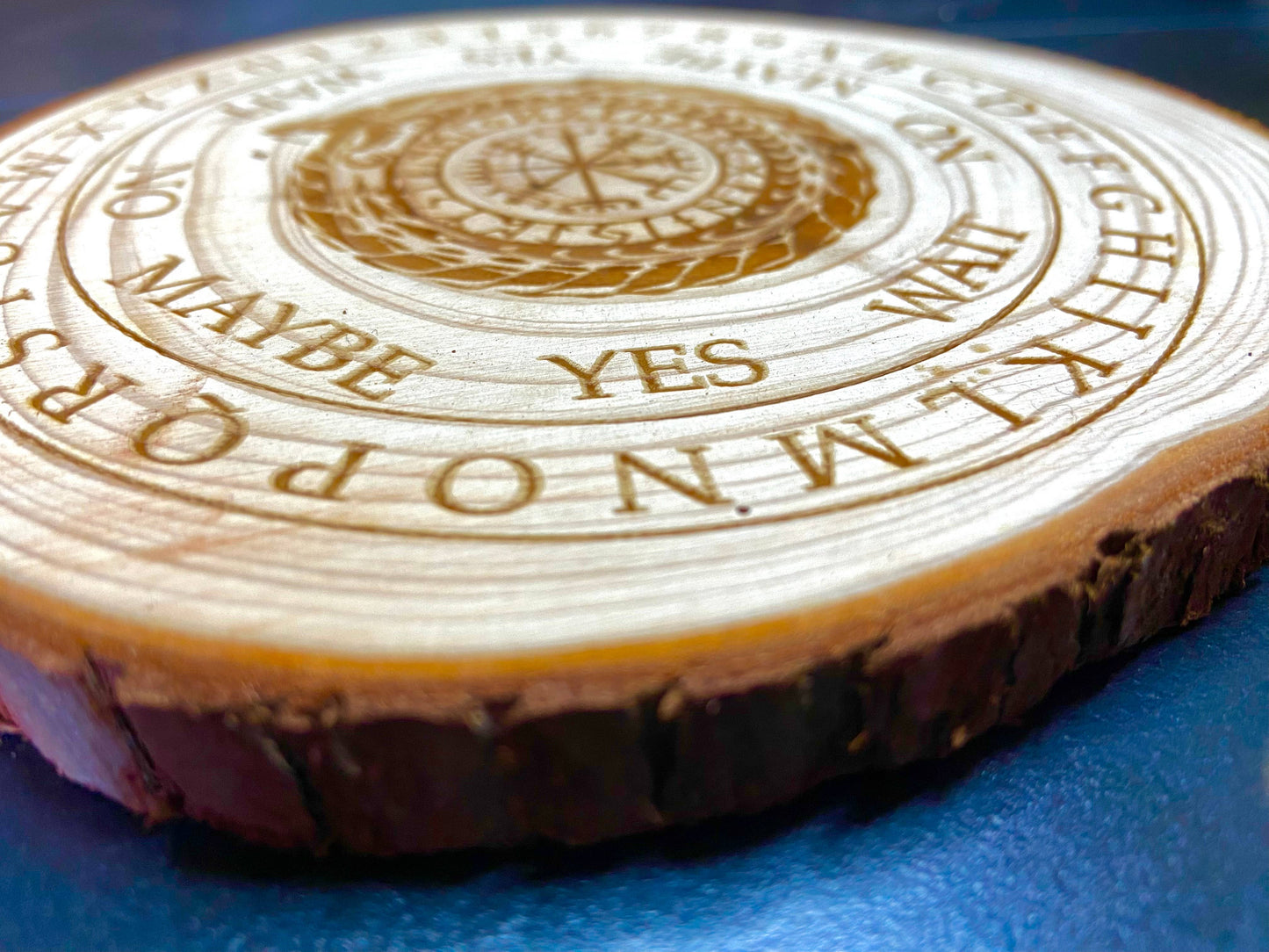 Natural Wood Nordic Ouroboros Engraved Pendulum Board