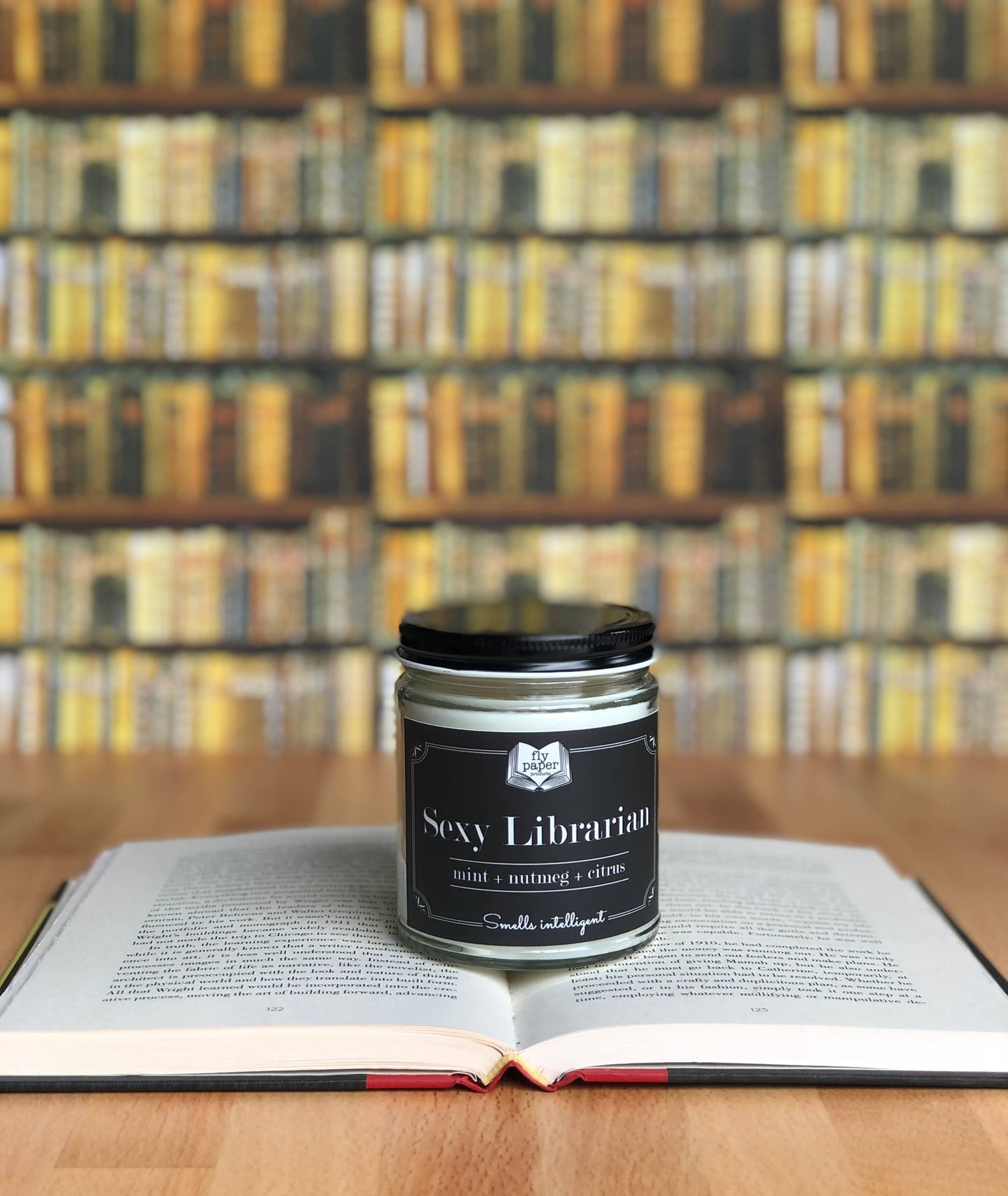 Sexy Librarian 9oz Glass Candle Mint + Nutmeg + Citrus