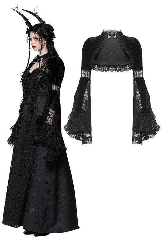 Lace cape with flower bell sleeve