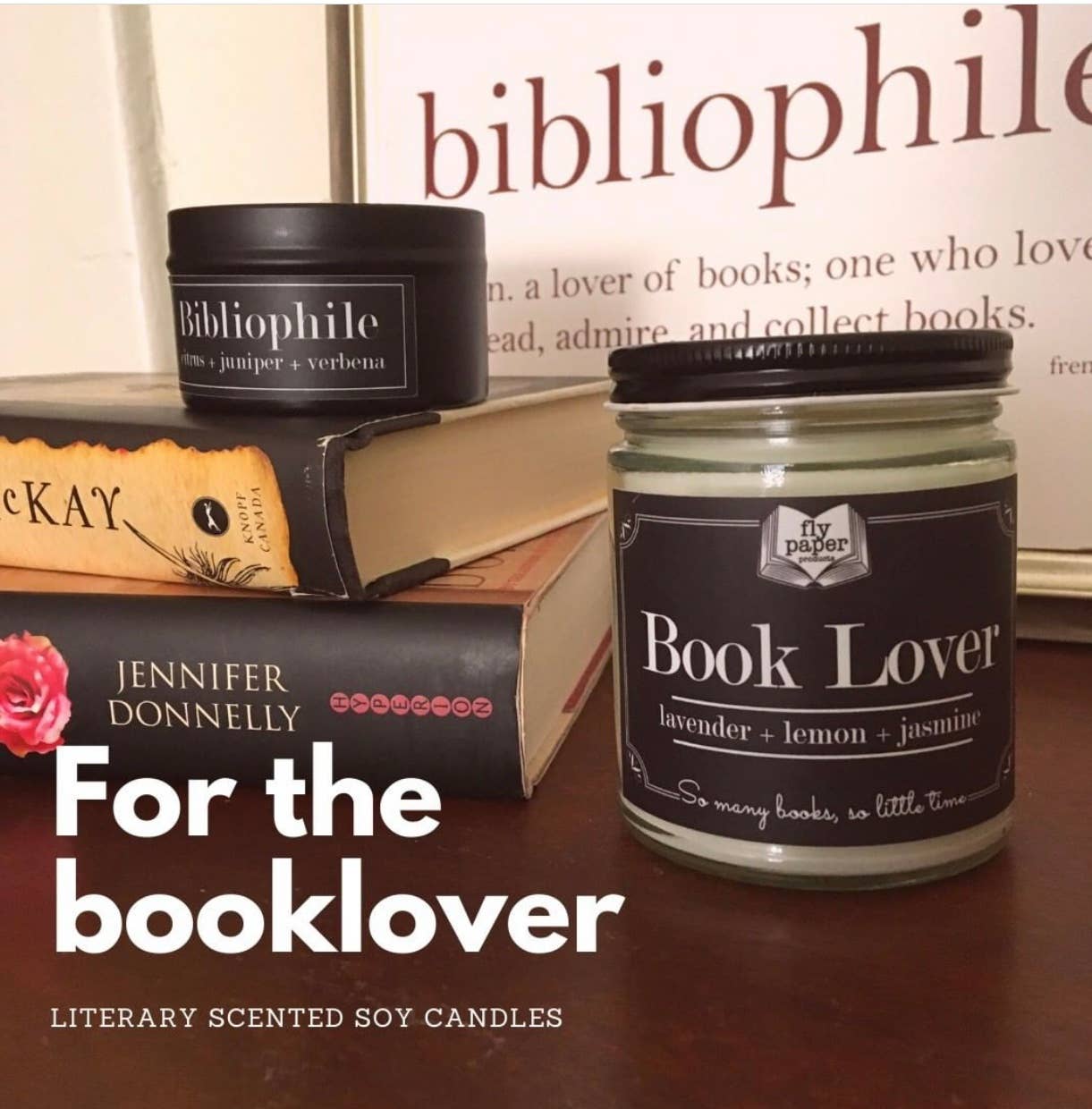 Book Lover 9oz Glass Candle Lavender + Lemon + Jasmine