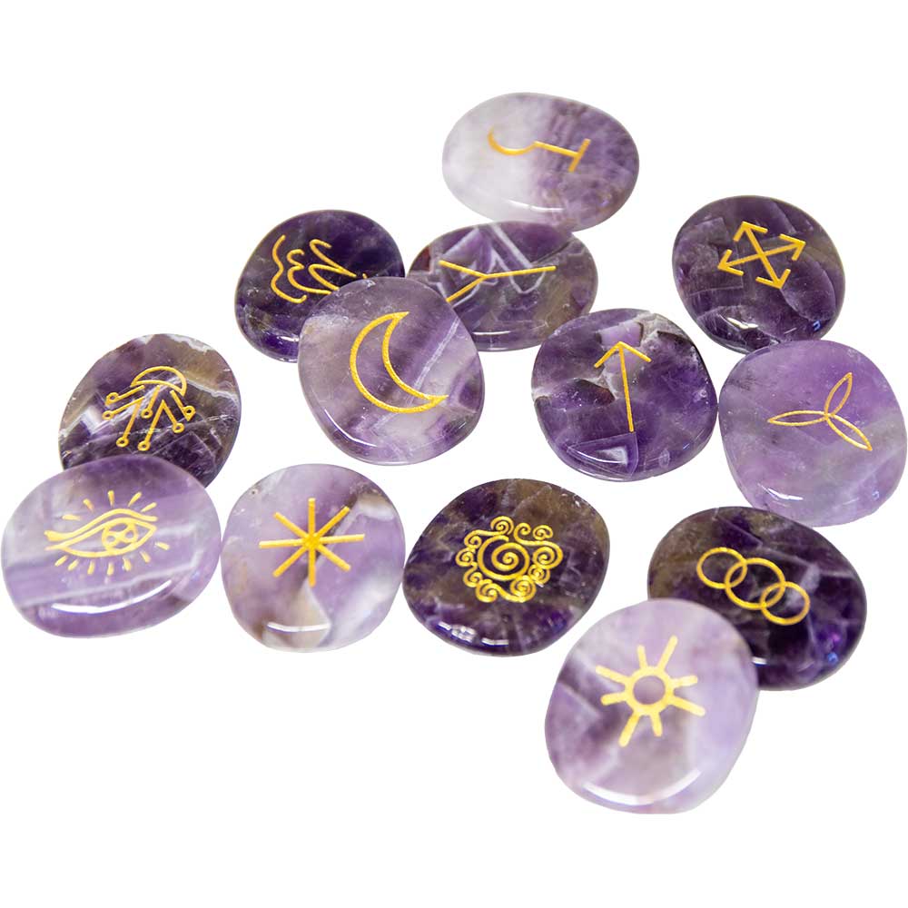 Gemstone Witches' Rune 13 Piece Set - Amethyst