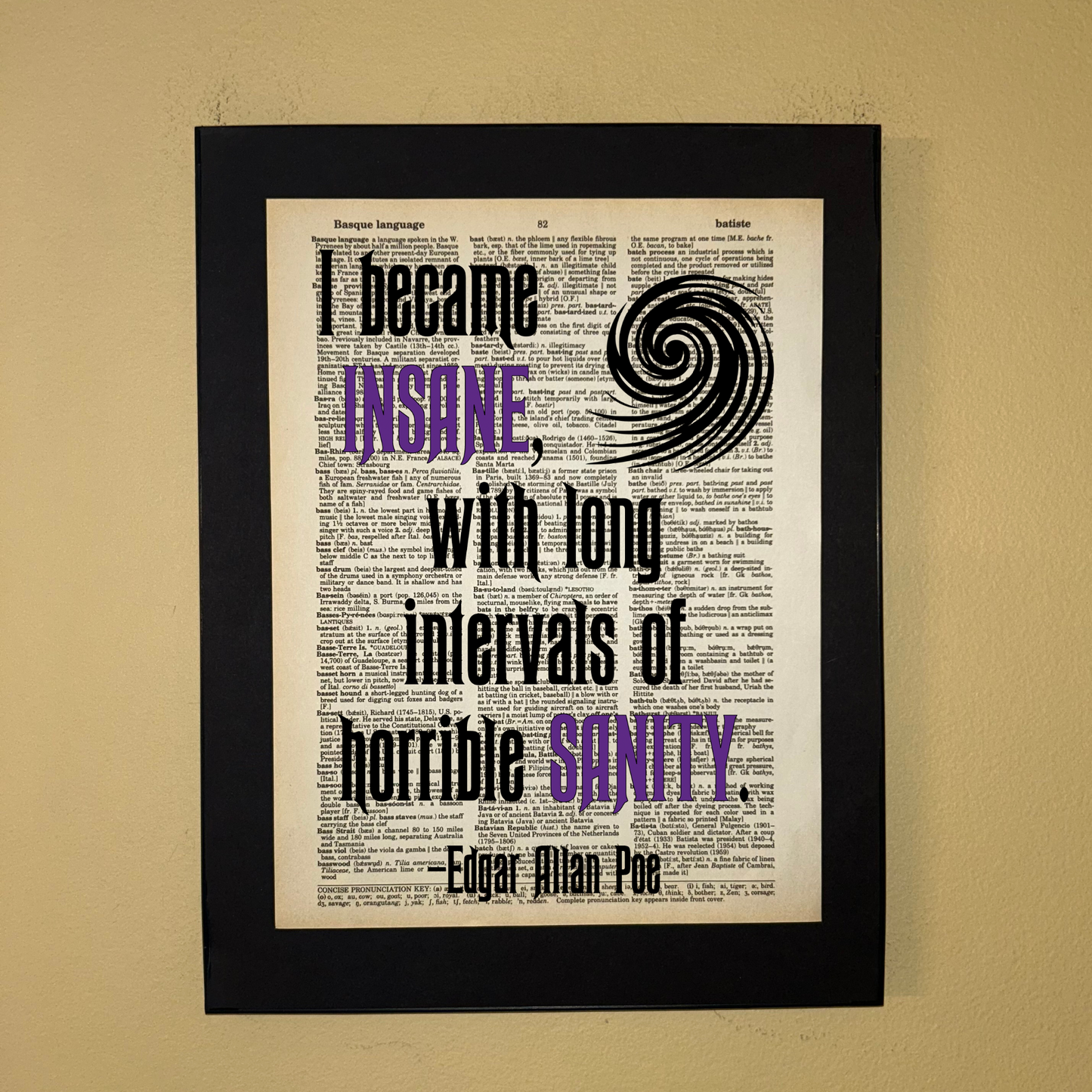 I became insane with long | Dictionary Print | Book Art 
