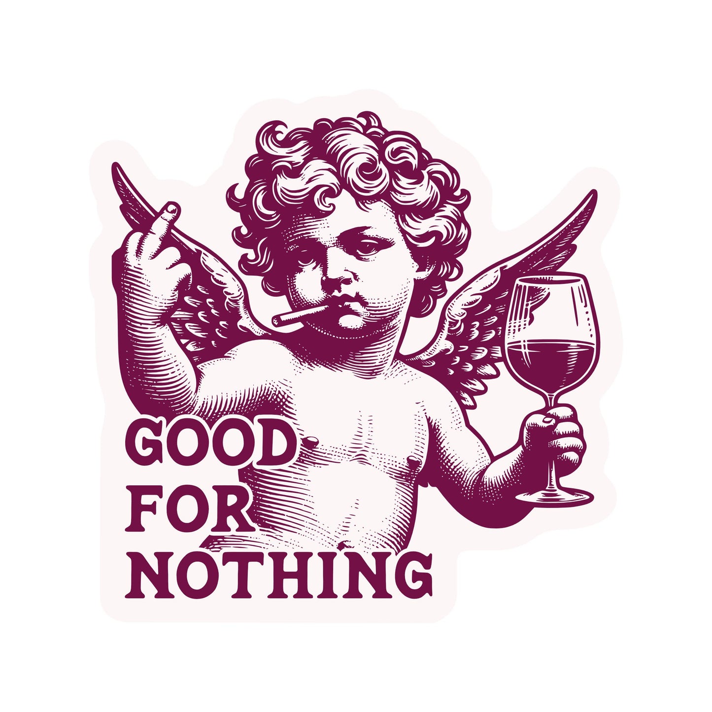 Sassy Swear Wine Smoke Angel High Quality Vinyl Sticker