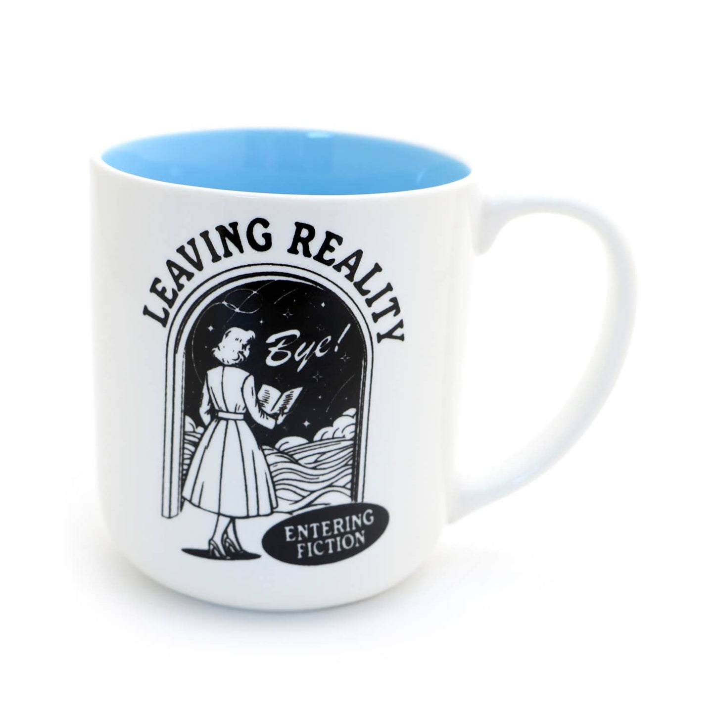 Leaving Reality Entering Fiction Mug, reading book lover mug