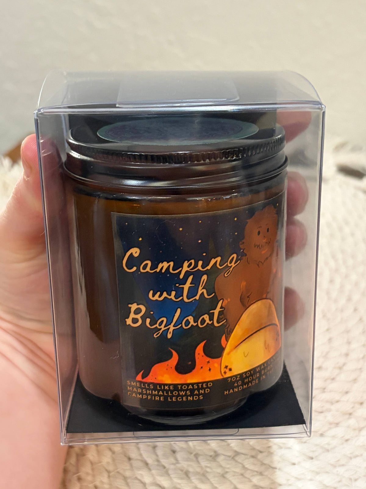 Camping with Sasquatch Bigfoot Themed Scented Candle