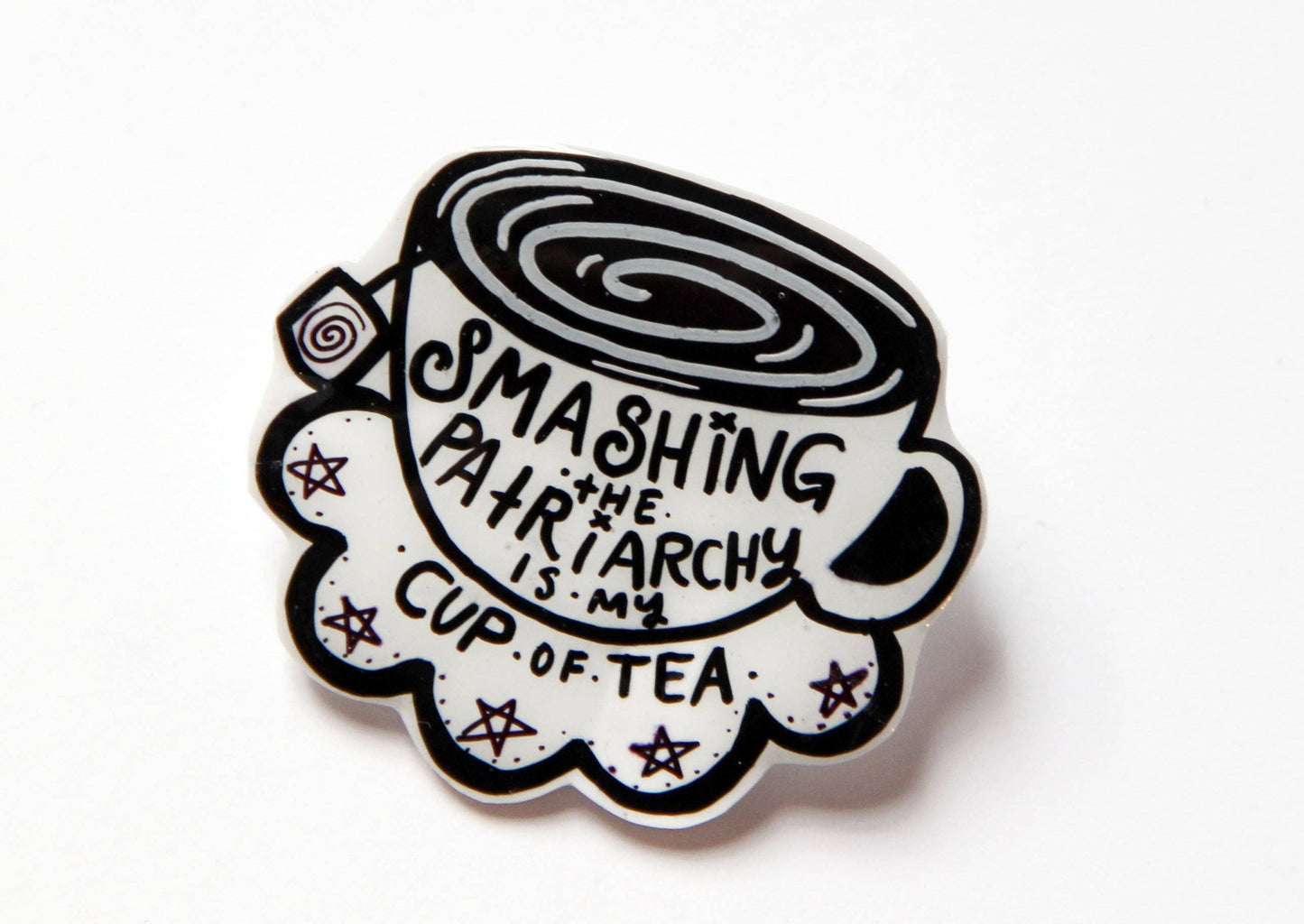 My Cup of Tea Feminist Resin Coated Brooch