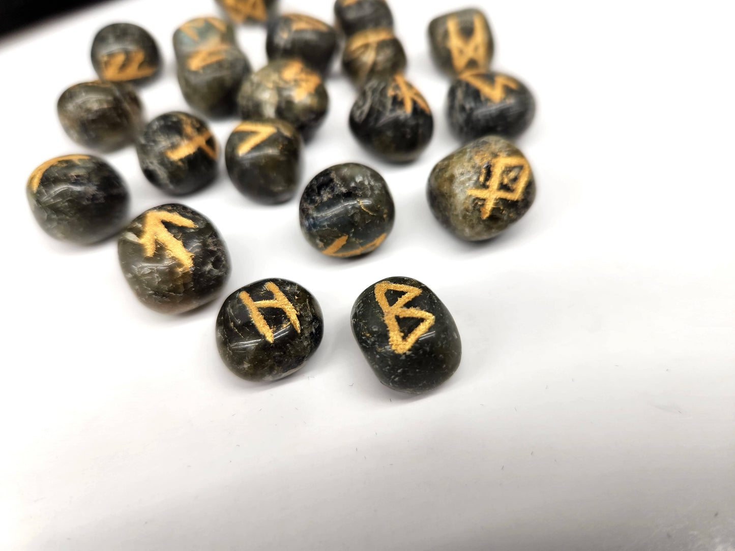 Labradorite Rune Sets with Velvet Pouch and Card