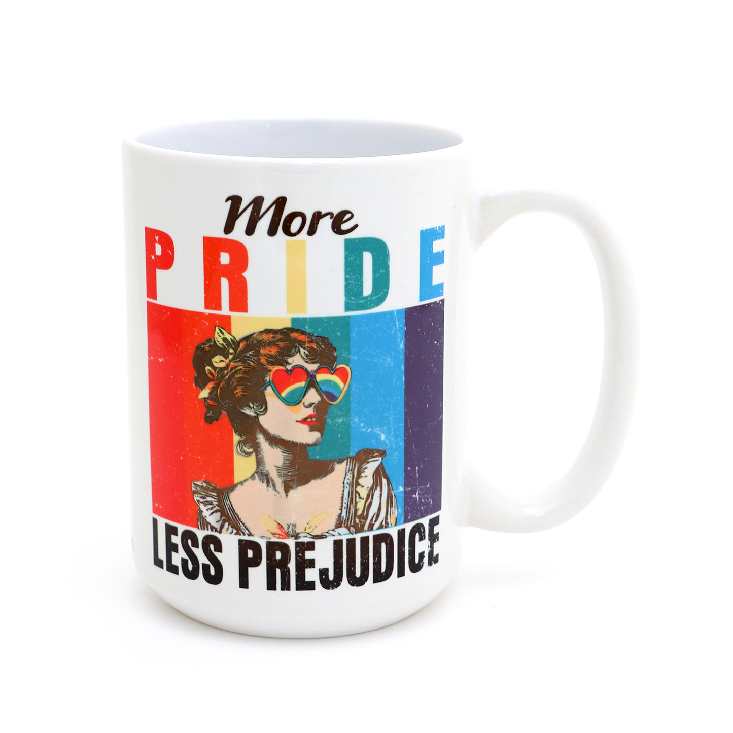 More Pride Less Prejudice Mug, LGBTQ support, 15 oz.