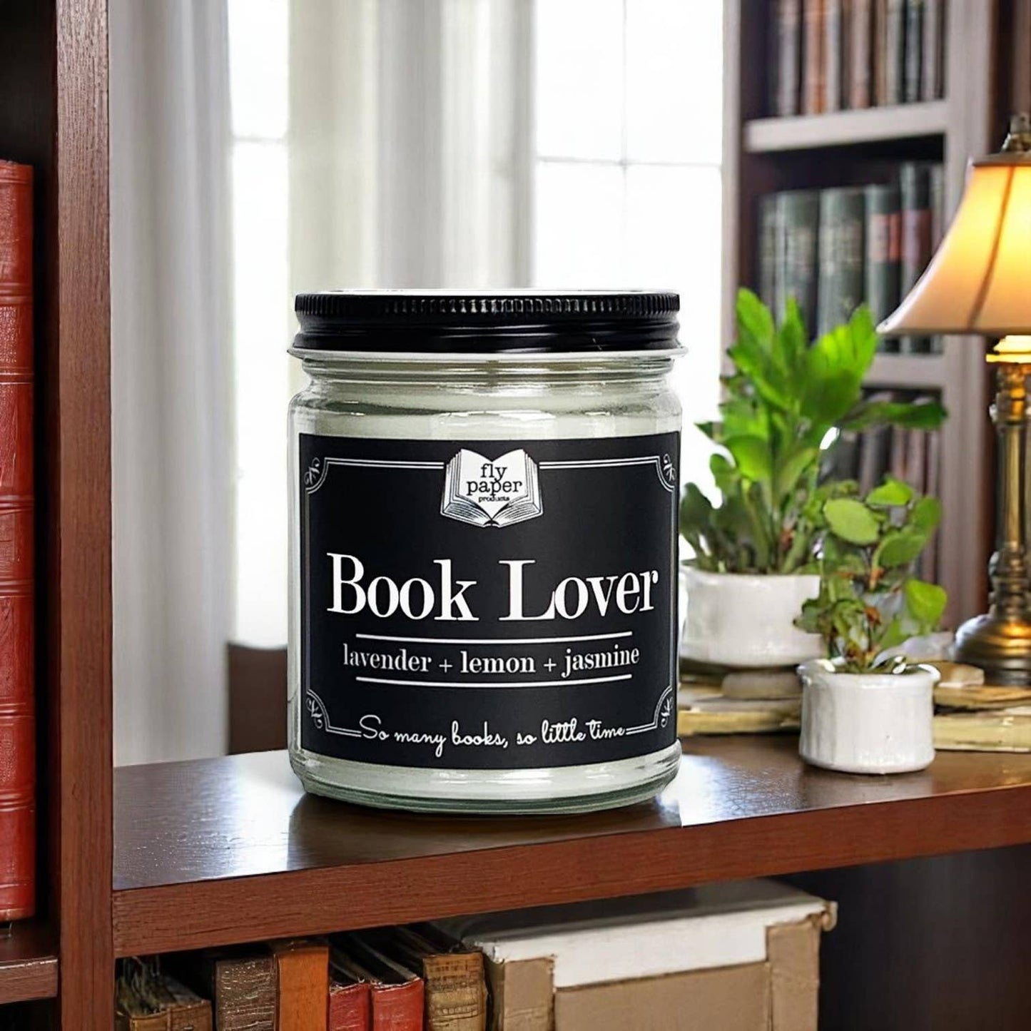 Book Lover 9oz Glass Candle Lavender + Lemon + Jasmine