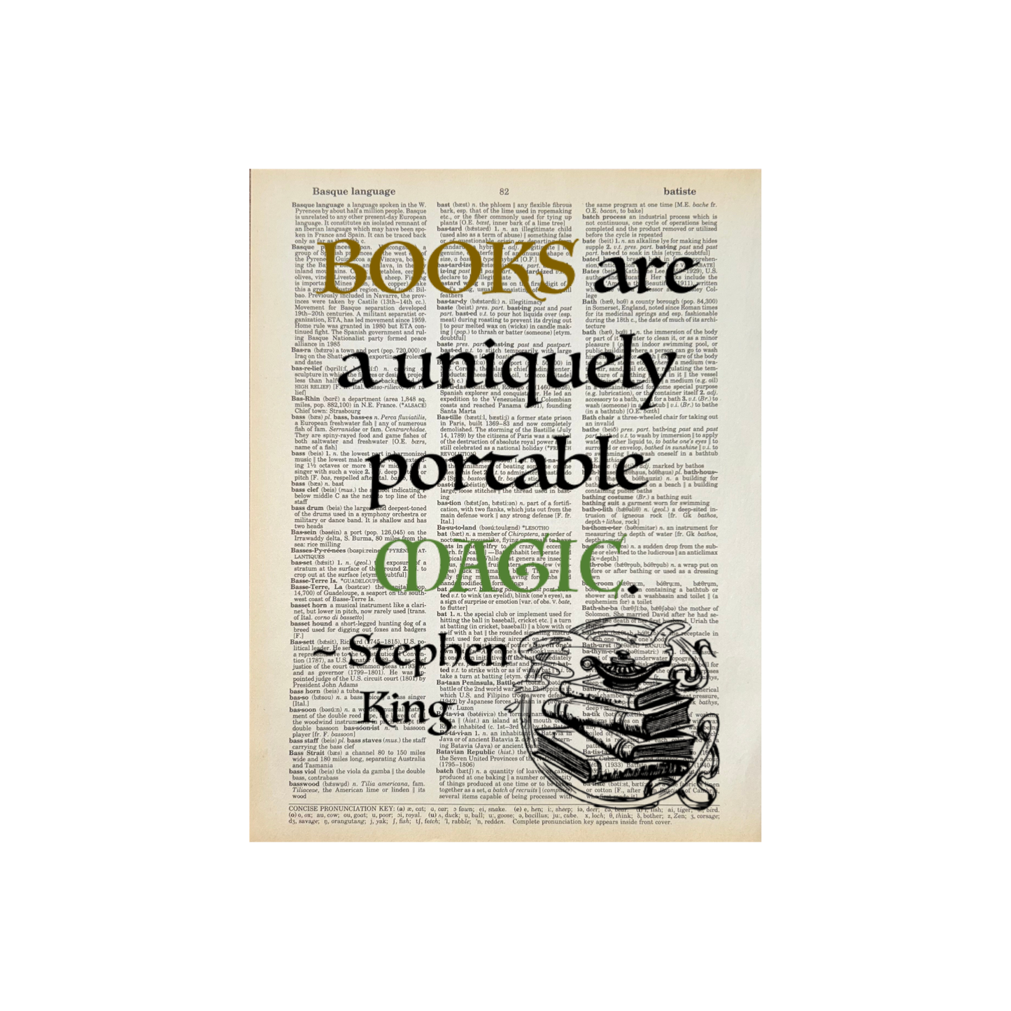 Books are a uniquely| Dictionary Print | Vintage Book Art